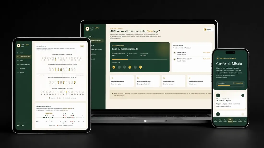 App Zero Cárie em computador, tablet e celular
